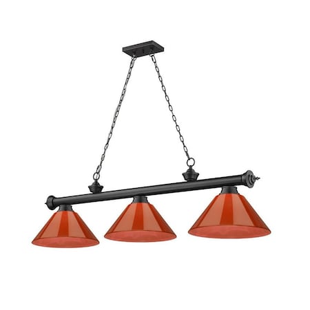 Z-Lite Cordon 3 Light Billiard, Matte Black & Red 2306-3MB-PRD